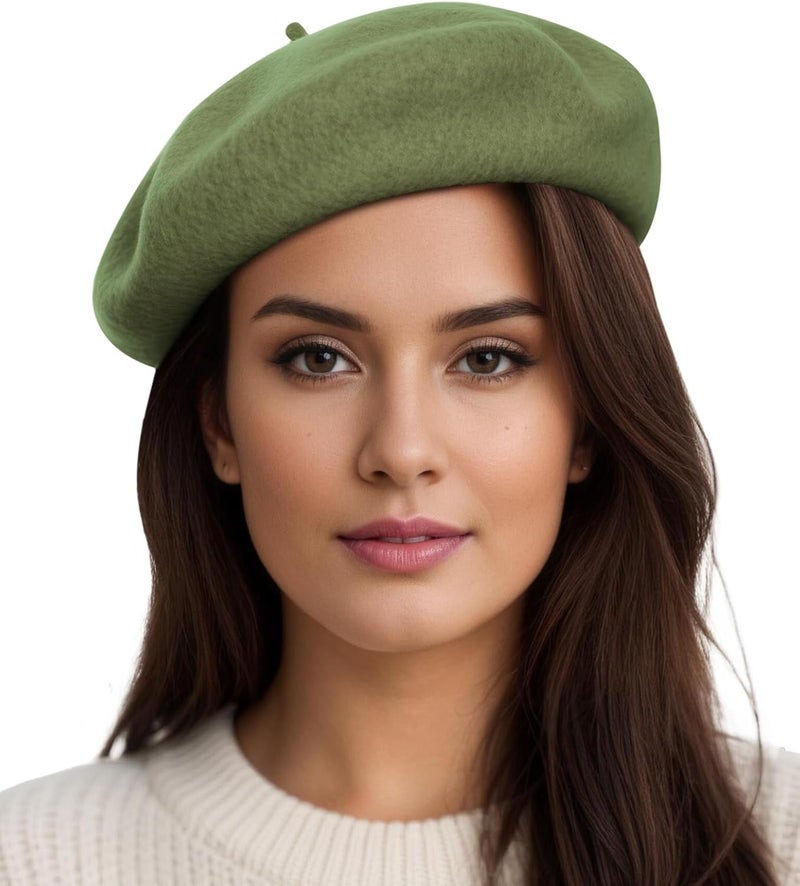 Sumolux Women Beret Hat Wool Vintage French Solid Color Classic Winter Cap - Image 1